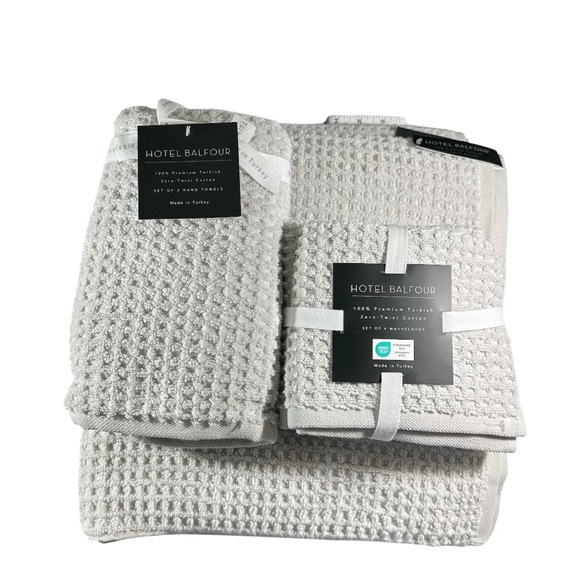 NEW Hotel Balfour GRAY TURKISH COTTON ZERO TWIST BATH TOWEL 8 pc Set - Picture 1 of 7